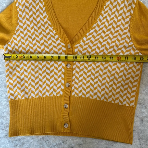 Lady Hagen Yellow Herringbone Golf Cardigan v-Neck Womens Size M Preppy Sporty - Picture 6 of 8
